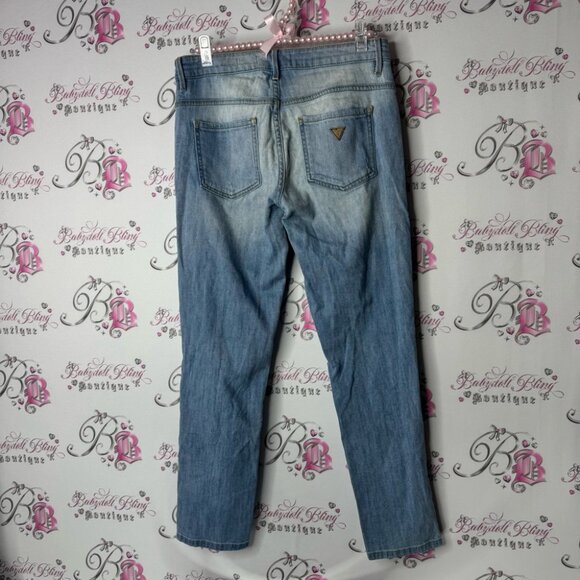 Guess jeans Tom boy ripped Blue Boyfriend Distressed Jeans - Picture 2 of 8